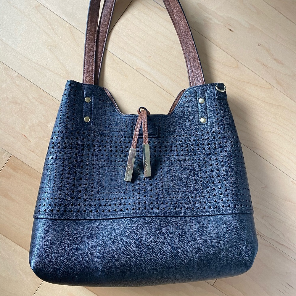 Calvin Klein black and brown reversible purse